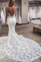 Shop 2021 V Neck Trumpet Mermaid Tulle Lace Appliques Backless Sweep Train Wedding Dress Under 298
