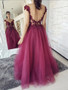 Buy 2021 Burgundy Tulle Off The Shoulder Appliques Beading Prom Dress Under 168