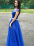 Shop 2021 Blue Scoop See Through Short Sleeves Pleats Beading Prom Dress With Slit Under 148