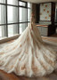 Scoop 3D Flowers Ball Gown Wedding Dress With Lace Appliques
