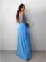 Shop 2021 Spaghetti Straps Blue Spandex Floor Length Prom Dress With Slit Under 94