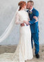 Delicate Lace High Collar Long Sleeve Mermaid Wedding Dress