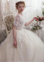 Tulle Bateau 3D Flowers A-line Wedding Dress With Lace Appliques