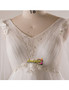 Half Sleeve V Neck Tulle Appliques A Line Plus Size Wedding Dress