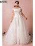 Buy 2021 Plus Size  Off The Shoulder Appliques Lace Long Train Curvy Bride Wedding Dress Under 145