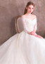 Long Sleeve Tulle Off-the-shoulder Lace Appliques Wedding Dress 