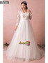 Long Lace Sleeve Tulle Beach Appliques Plus Size Wedding Dress