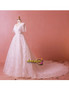 Buy 2021 Star Lace Modest V Neck Short Sleeve Floor Length Long Train Wedding Dress Under 239
