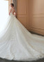 Tulle Bateau 3D Flowers Ball Gown Wedding Dress With Lace Appliques
