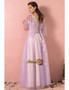 Shop 2021 Light Purple Petal Puffy Sleeves Flowers Lavender Plus Size Prom Dress Under 198