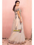 Beading Flowers Long Tulle Sheer Short Sleeves Plus Size Prom Dress