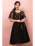 Shop 2021 Knee Length Flower Embroidery Puffy Sleeves Plus Size Black Party Dress Under 139