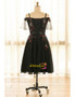 Shop 2021 Knee Length Flower Embroidery Puffy Sleeves Plus Size Black Party Dress Under 139