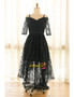 Buy 2021 Black Lace Short Sleeves High Low Plus Size Prom Party Dress Under 129