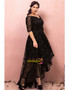Buy 2021 Black Lace Short Sleeves High Low Plus Size Prom Party Dress Under 129