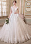 3D Flowers Tulle Beading Ball Gown Wedding Dress 