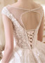3D Flowers Tulle Beading Ball Gown Wedding Dress 