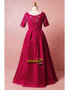 Burgundy V Neck Lace Short Sleeves Plus Size Prom Dress