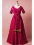 Buy 2021 Burgundy V Neck Lace Short Sleeves Plus Size Prom Dress Under 148