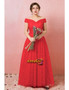 Lace Off Shoulder Cap Sleeved A Line Plus Size Prom Dress 