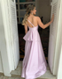 Shop Annakoo One Shoulder Ruffles Pink Satin Prom Dress With Slit Under 99