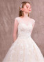 Tulle Jewel 3D Flowers A-line Wedding Dress With Lace Appliques