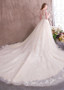 Tulle Jewel 3D Flowers A-line Wedding Dress With Lace Appliques