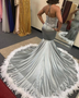 Shop 2021 Silver Feather Mermaid Halter Sequins Beading Prom Dress Under 229
