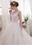 Tulle & Lace V-neck Long Train Ball Gown Wedding Dress 