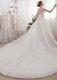 Tulle & Lace V-neck Long Train Ball Gown Wedding Dress 