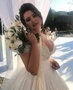 Sequins Off the Shoulder Ivory Ball Gown Wedding Dress