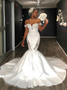 Shop Annakoo Off the Shoulder Appliques White Mermaid Satin Wedding Dress under 179