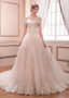 Long Tulle Off-the-shoulder Beaded A-line Wedding Dress