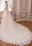 Long Tulle Off-the-shoulder Beaded A-line Wedding Dress
