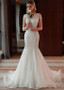 Elegant  Lace V-neck Beading Mermaid Wedding Dress 