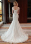 Elegant  Lace V-neck Beading Mermaid Wedding Dress 