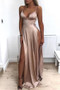 Shop Annakoo 2021 Sexy Two Slit Spaghetti Straps Champagne A Line Prom Dress Under 95