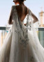  Tulle V-neck Neckline Ball Gown Wedding Dress With Long Sleeve