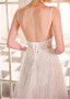 Lace V-Neck Neckline Long Flowers A-line Wedding Dress