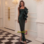 Shop 2021 ANNAKOO Dark Green Sequin Sheath Column Ruffles Prom Dress With Slit Under 76