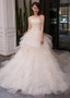 Lace Appliques Tulle Strapless  Ball Gown Wedding Dress