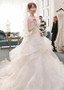 Lace Appliques Tulle Strapless  Ball Gown Wedding Dress