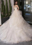 Lace Appliques Tulle Strapless  Ball Gown Wedding Dress