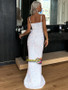 Shop Annakoo 2021 Spaghetti Straps Sexy White Sequin Trumpet Mermaid Prom Dress Under 75