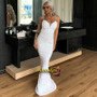 Spaghetti Straps Sexy White Sequin Trumpet Mermaid Prom Dress 