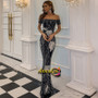 Shop 2021 ANNAKOO Off The Shoulder Appliques Black Trumpet Mermaid Long Prom Dress Under 76