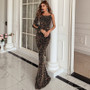  Colorful Sparkle Sequin Trumpet Mermaid One Shoulder Long Sleeve Prom Dress