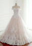 Beading Appliques Tulle Off-the-shoulder A-line Wedding Dress