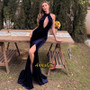 Shop 2021 Royal Blue Backless High Neck Keyhole Trumpet Mermaid Prom Dress Under 75