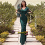 Shop 2021 Long Sleeves Green V Neck Sequin Trumpet Mermaid Prom Dress Under 78
